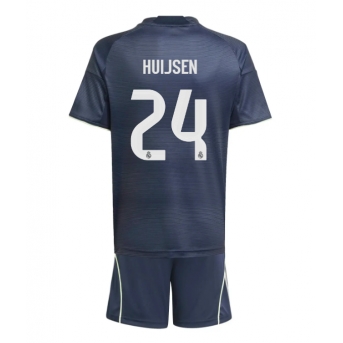 Billige Fotballdrakt Real Madrid Dean Huijsen #24 Replika Bortedraktsett Barn 2025-26 Kortermet (med bukser)